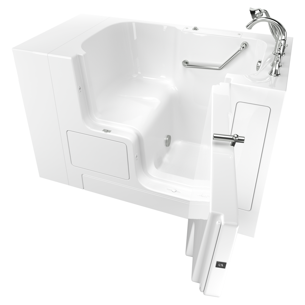 Baignoire à porte 32 x 52 pouces, série gelcoat de performance avec système de trempage - Vidange à droite avec robinet